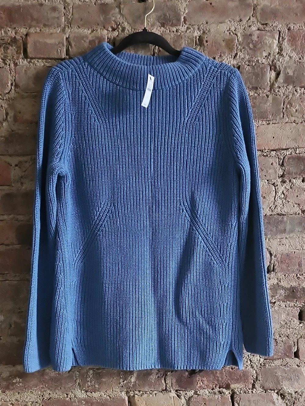 Talbots Light Blue Ribbed Crewneck Sweater 100% Cotton Size L